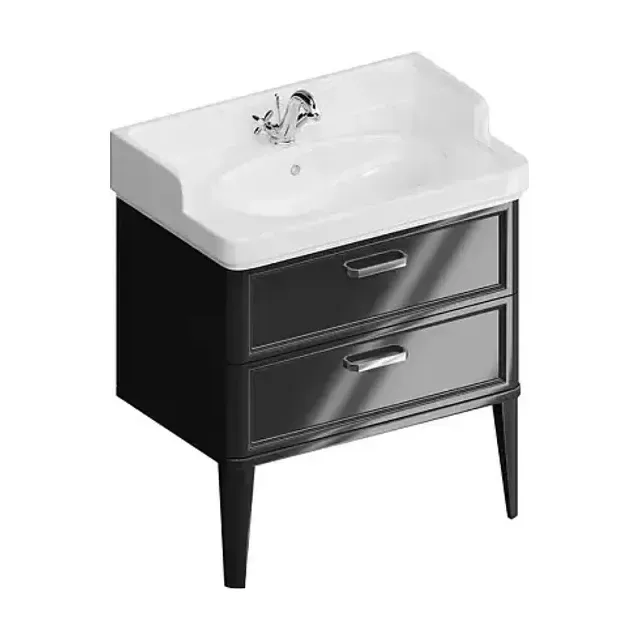 Тумба с раковиной Kerama Marazzi Pompei 80 черный глянец, 2 ящика