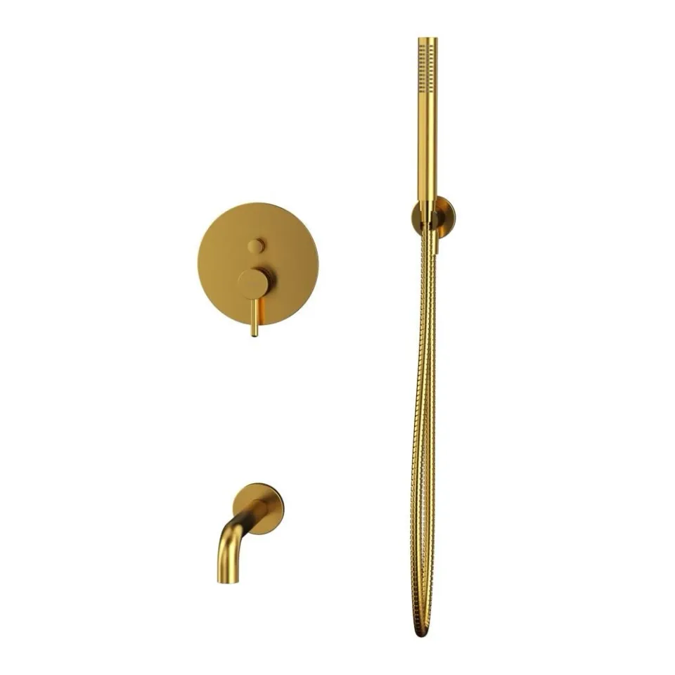 Смеситель Whitecross Y Brushed Gold для ванны и душа скрытый монтаж брашированное золото