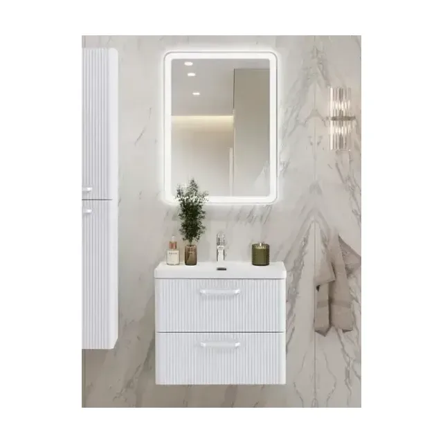 Комплект мебели BelBagno Дуэ (Due) 60 белый металлик,ручки белые
