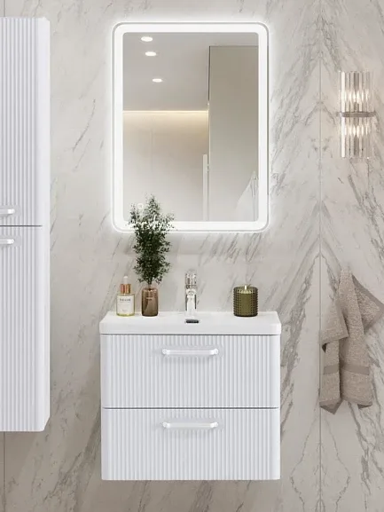 Комплект мебели BelBagno Дуэ (Due) 60 белый металлик,ручки белые