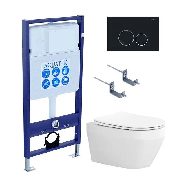 SET AQUATEK ЛЕЯ Т (рама AQUATEK Standard INS-0000012, клавиша KDI-0000020 ,KKI-0000002 крепёж+унитаз ЛЕЯ AQ1199T-00 с тонким сиденьем soft-close