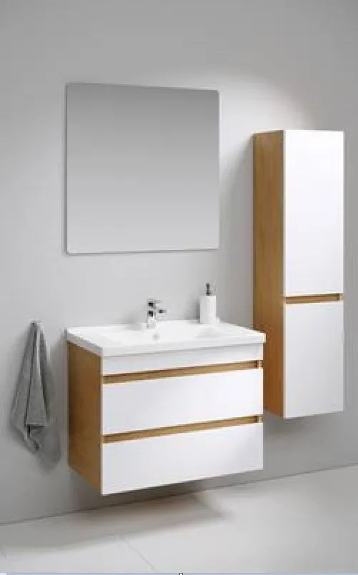 Пенал Aquanika Base 35*140 дуб золотой/белый глянец