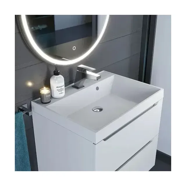 Тумба с раковиной Uperwood Tanos 60 белая, подвесная (раковина Classic Quartz 60*45 белая матовая, жасмин)