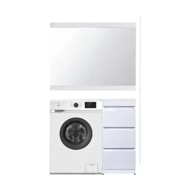 Комплект мебели Style Line Даллас 100 R Люкс Plus напольный белый глянец под стиральную машину