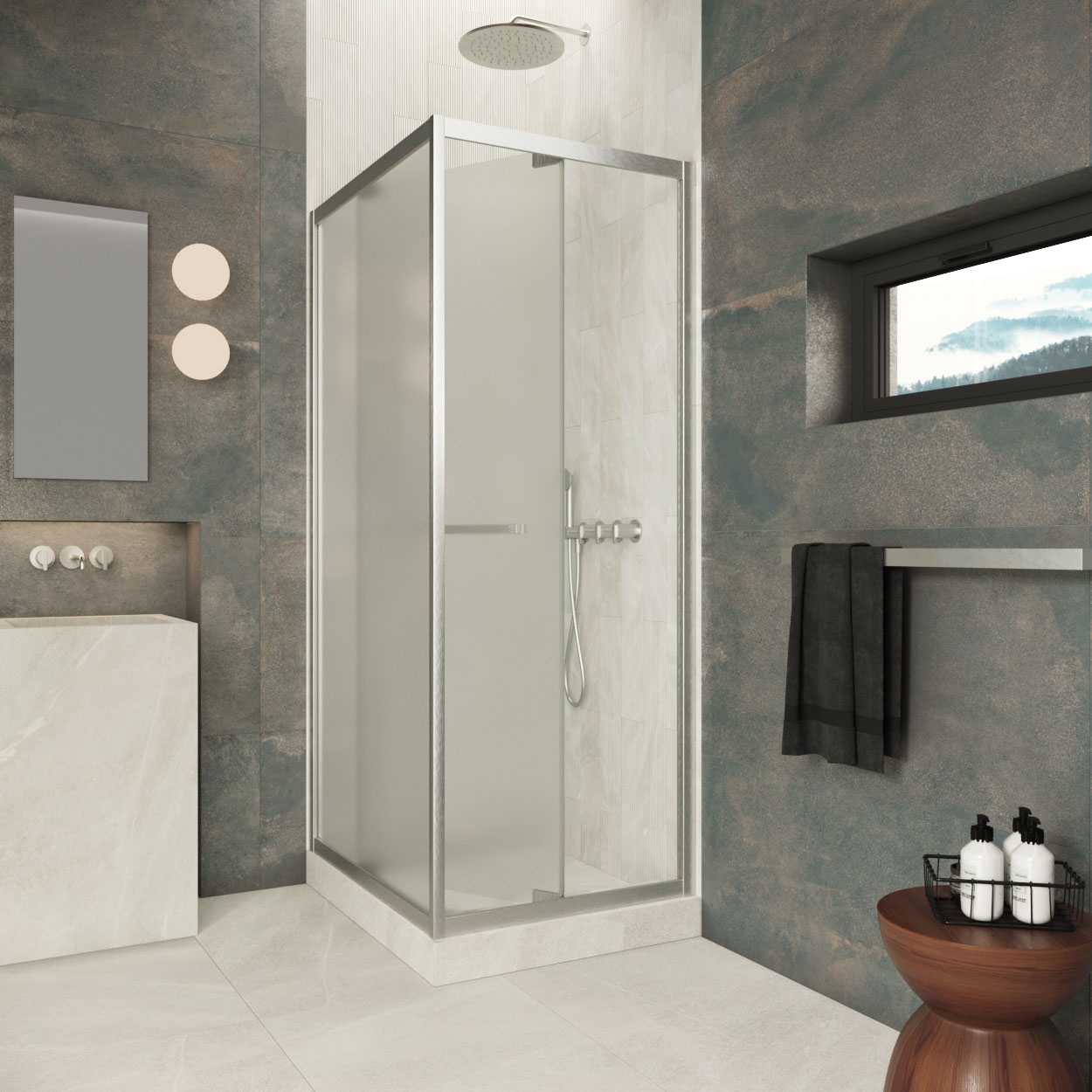 Душевой уголок Z+ZPV Inside 60*90 04 10 профиль никель стекло сатин