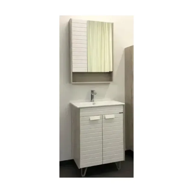 Комплект мебели Comforty Клеон 60Н белый матовый/дуб дымчатый (раковина Quadro 60)