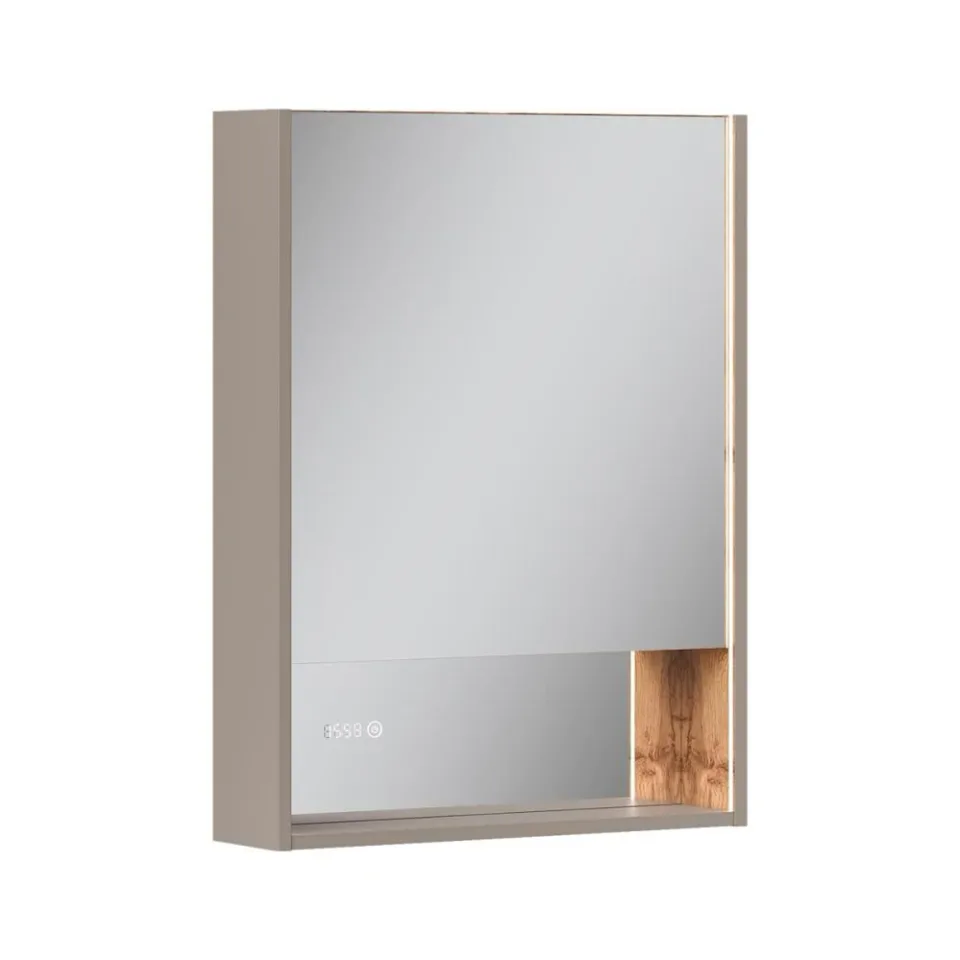 Зеркало-шкаф Equil Глеам/Gleam 60.1D L/R с подсветкой, амарок, дуб вотан