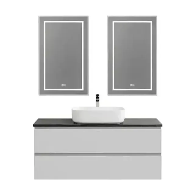 Комплект мебели BelBagno Крафт (Kraft) 120 с двумя ящиками белый матовый (столешница черный матовый мрамор)