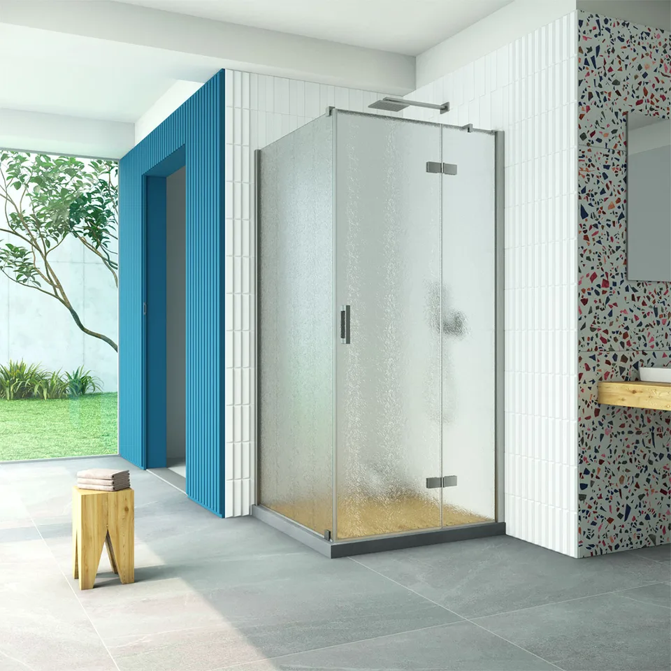 Душевое ограждение Vegas-Glass AFP-Fis Retta 105×120×199.5 см, оружейная сталь, стекло шиншилла