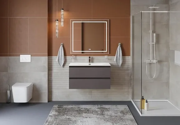 Комплект мебели BelBagno Крафт (Kraft) 100 темно-серый матовый (раковина BB-8099-100)
