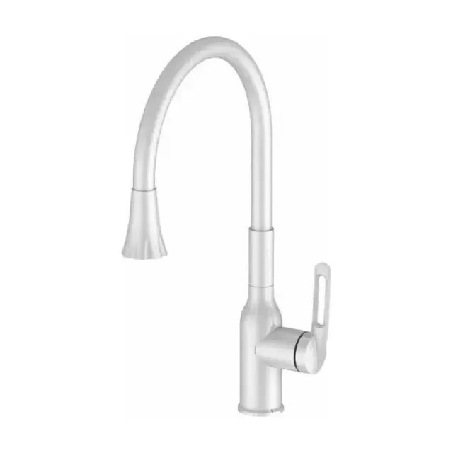 Смеситель Haiba HB73825-8 для кухни гибкий излив белый матовый