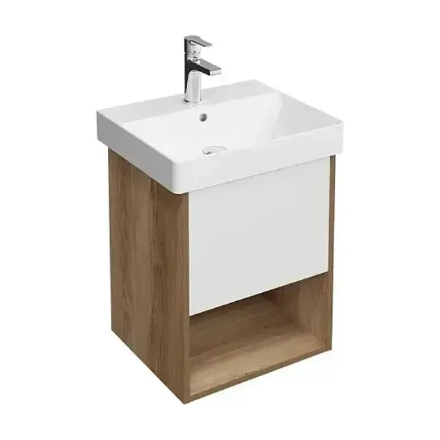 Тумба с раковиной Kerama Marazzi Pro 50 белая/швейцарский вяз, 1 ящик