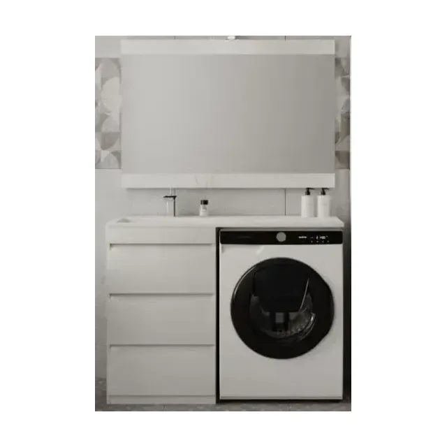 Комплект мебели Style Line Даллас 110 L Люкс напольный белый 3 ящика под стиральную машину