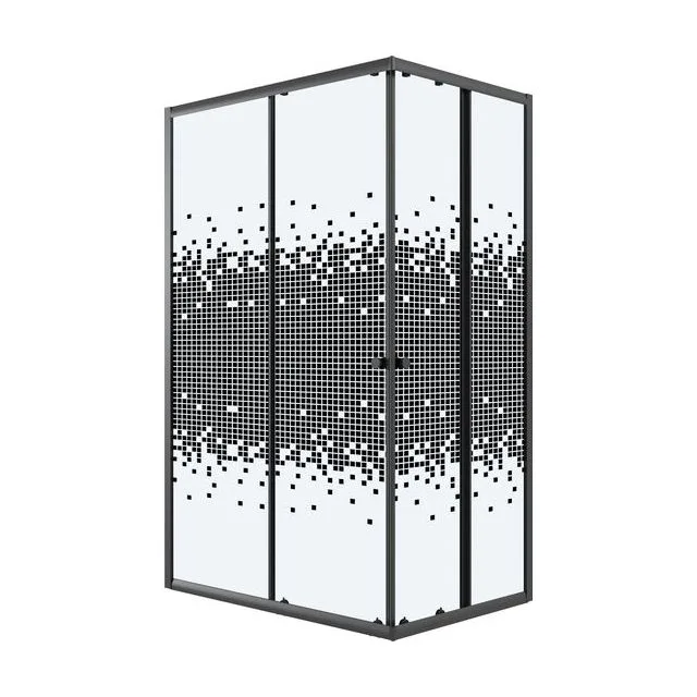 Душевое ограждение Niagara Eco NG-1018-14QBLACK (100х80х190) прямоугольник,раздвижное,черный,стекло мозаика
