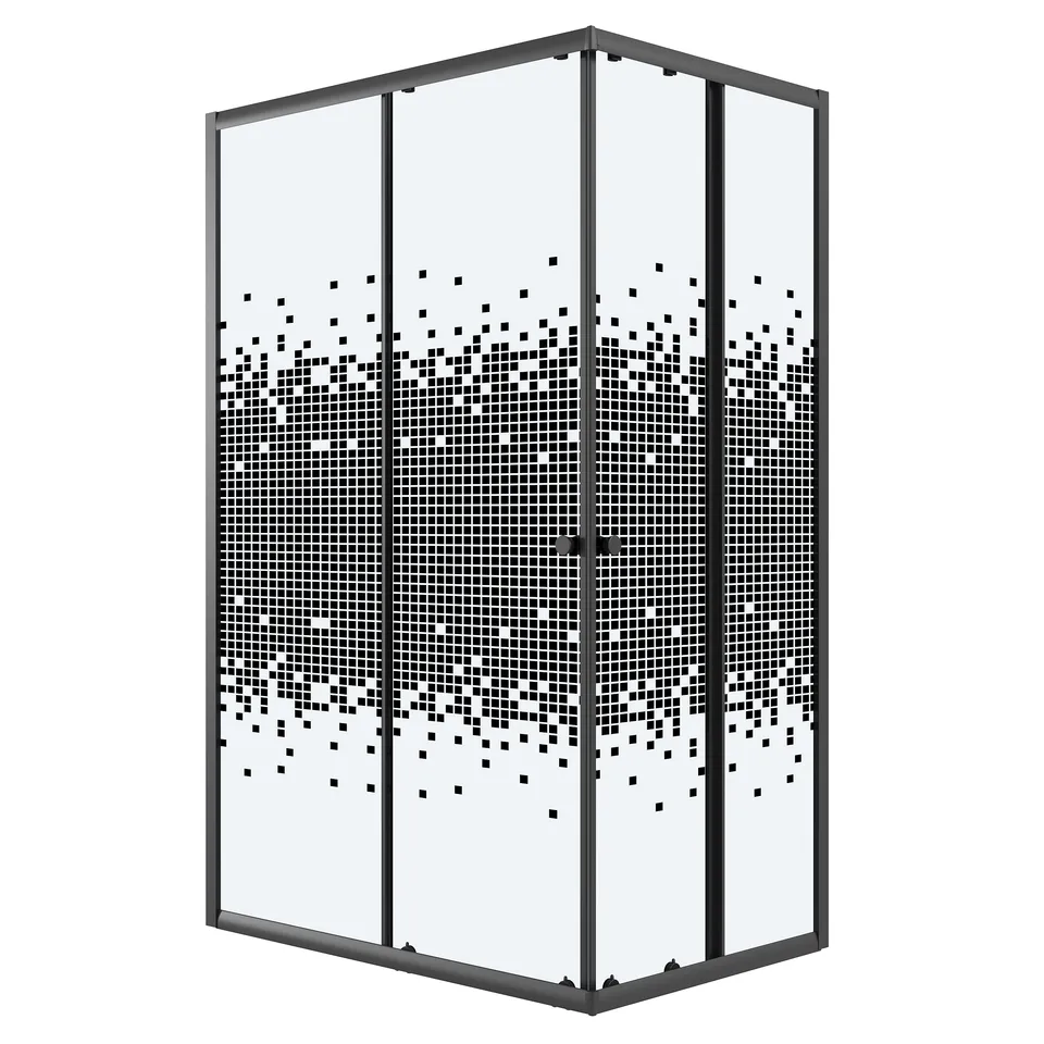 Душевое ограждение Niagara Eco NG-1018-14QBLACK (100х80х190) прямоугольник,раздвижное,черный,стекло мозаика,1 место