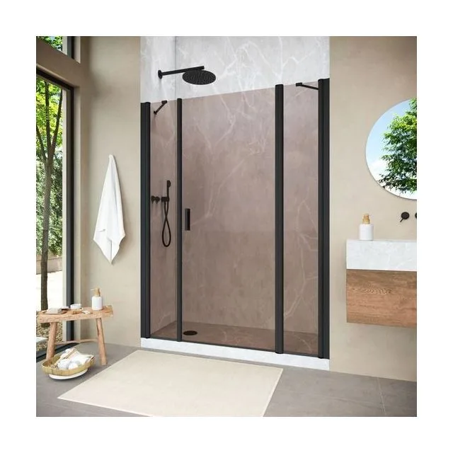 Душевая дверь Vegas-Glass EP-2F NOVO 160×200 см, чёрный матовый, стекло бронза