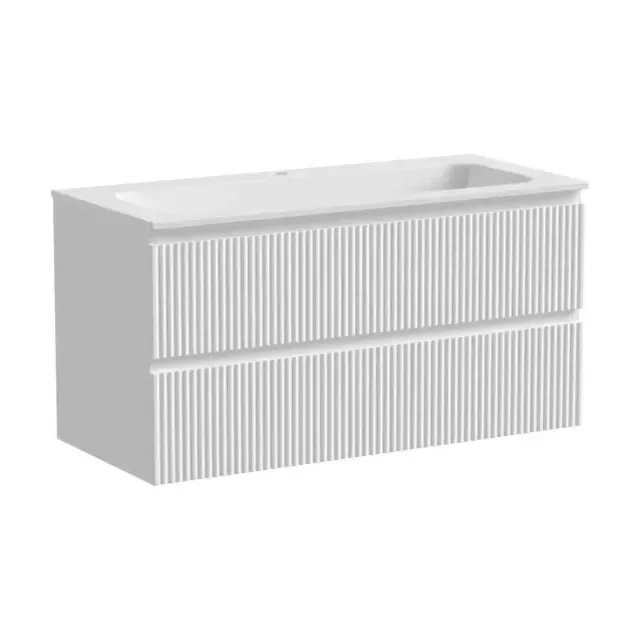 Тумба под раковину Sancos Сноб Р (Snob R) 100 см SNR100W настенная универсальная 2 ящика