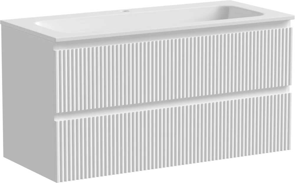Тумба под раковину Sancos Сноб Р (Snob R) 100 см SNR100W настенная универсальная 2 ящика