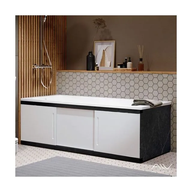 Экран под ванну фронтальный Alavann Alt Black 150 см ALV1201001 раздвижной МДФ белый