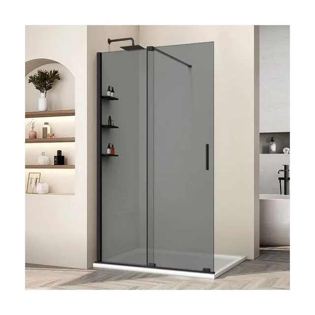 Душевая перегородка Vincea Волк-Ин (Walk-In) VSW-1WSL120CGB 120х200 стекло тонированное 8 мм профиль черный
