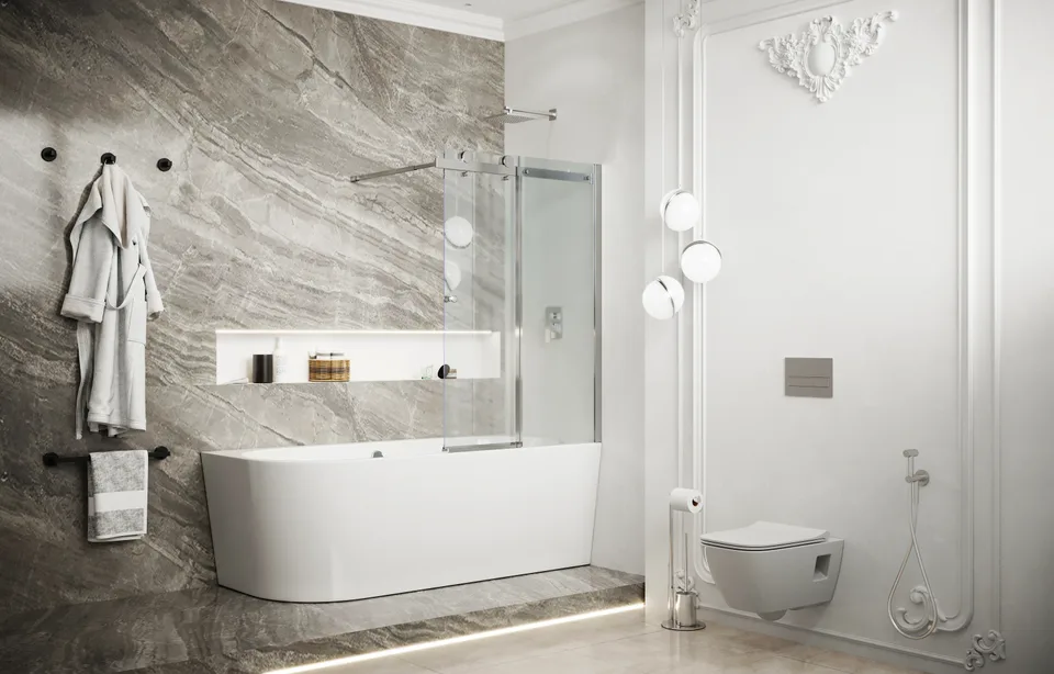 Шторка для ванны Ambassador Bath Screens 16041116 (100х140) хром,стекло прозрачное,раздвижная,1 место
