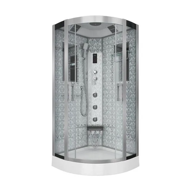 Душевая кабина Niagara Luxe NG-7715W (90x90х215) низкий поддон(15см),дверь раздвижная,стенки серебро