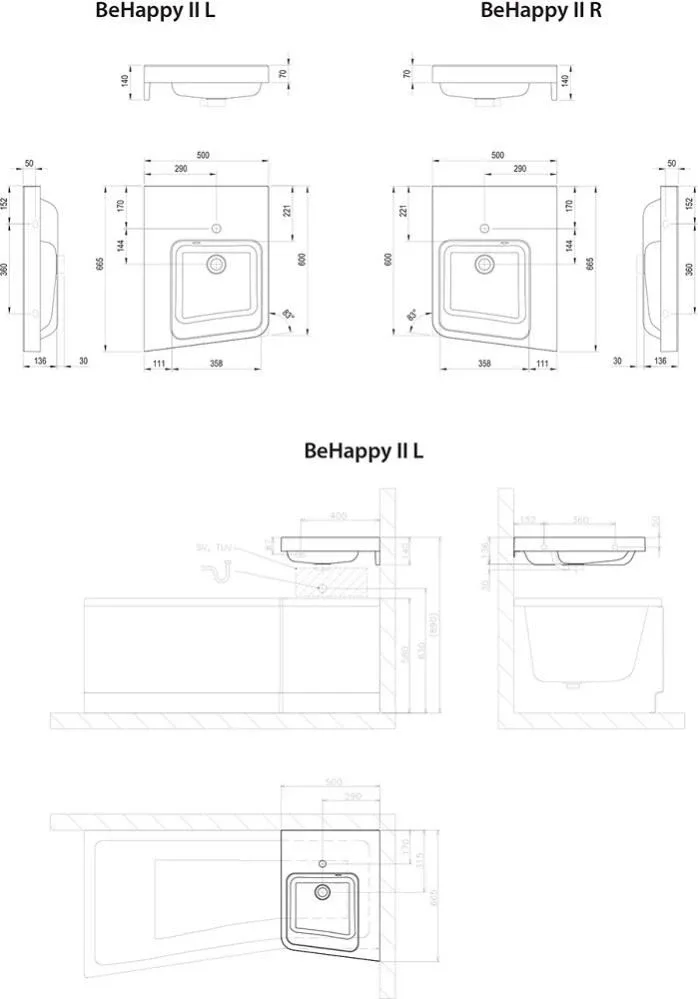 Раковина Ravak BeHappy II 55*40 L угловая