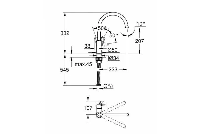Смеситель Grohe BauLoop 31368001 для кухни хром