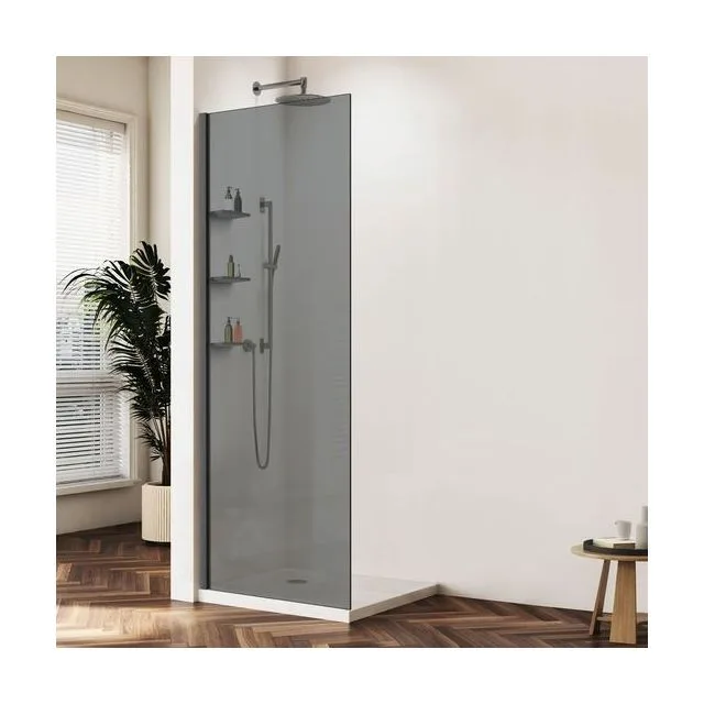 Душевая перегородка Vincea Волк-Ин (Walk-In) VSW-1HWS110CGGM 110х200 стекло тонированное 8 мм профиль вороненая сталь