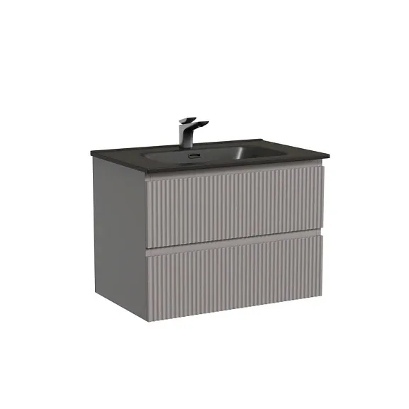 Тумба с раковиной Sancos Сноб Р/Snob R 70 Doha Soft (раковина Element CN7007MB черная матовая)