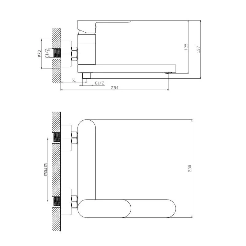 Смеситель Haiba HB61590-7 для ванны и душа черный матовый