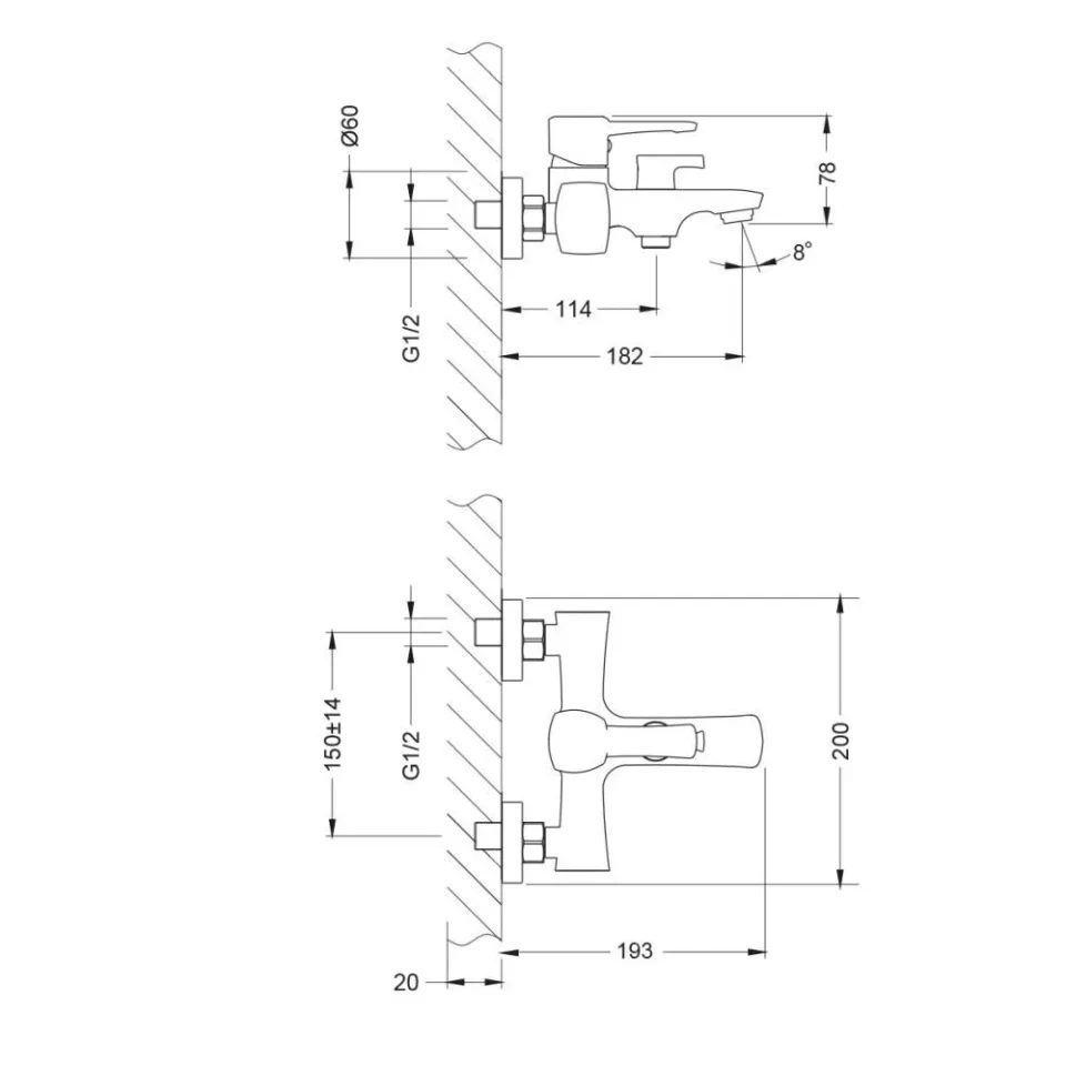 Смеситель Lemark Evitta LM0514C для ванны и душа хром