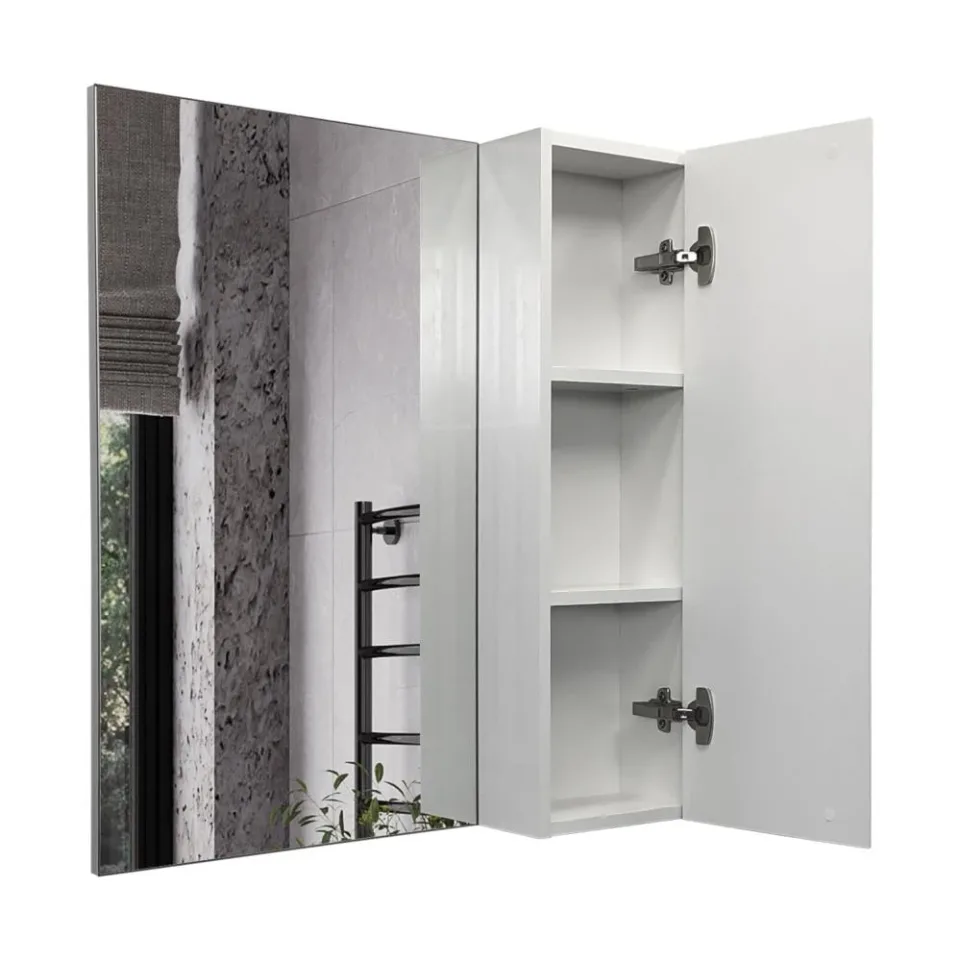 Зеркало-шкаф Comforty Амстердам 75 белый глянец L/R