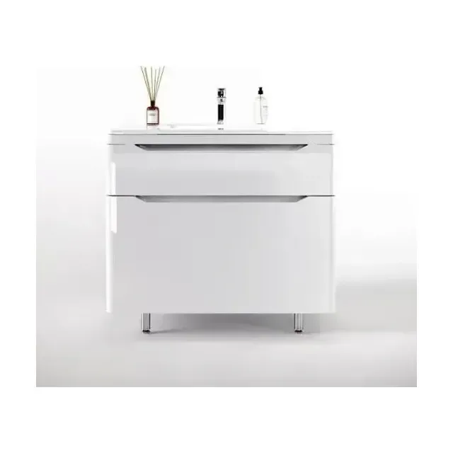 Тумба с раковиной Style Line Марелла Люкс 90 напольная белый глянец