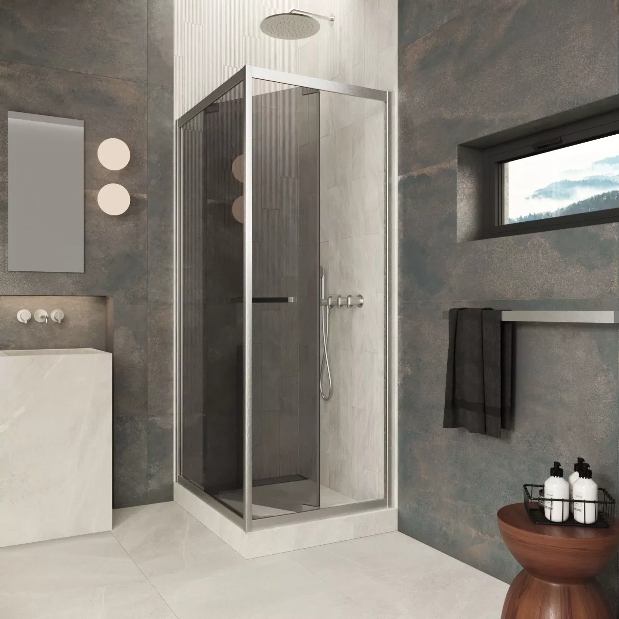Душевой уголок Z+ZPV Inside 60*100 04 07 профиль никель стекло графит