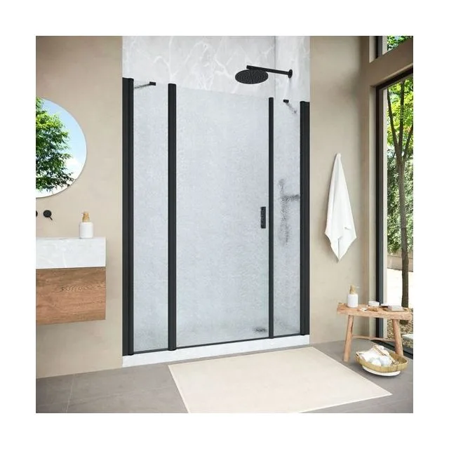 Душевая дверь Vegas-Glass EP-2F NOVO 185×200 см, чёрный матовый, стекло шиншилла