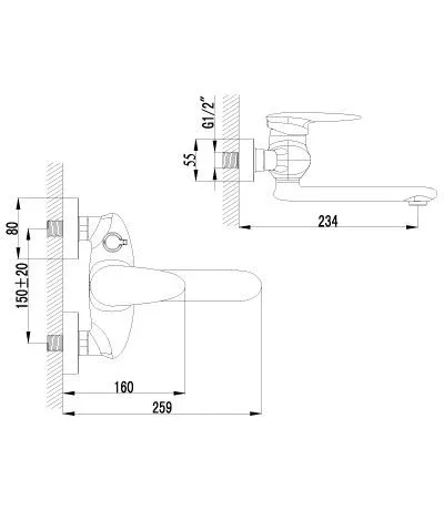 Смеситель Lemark Status для ванны и душа LM4414C