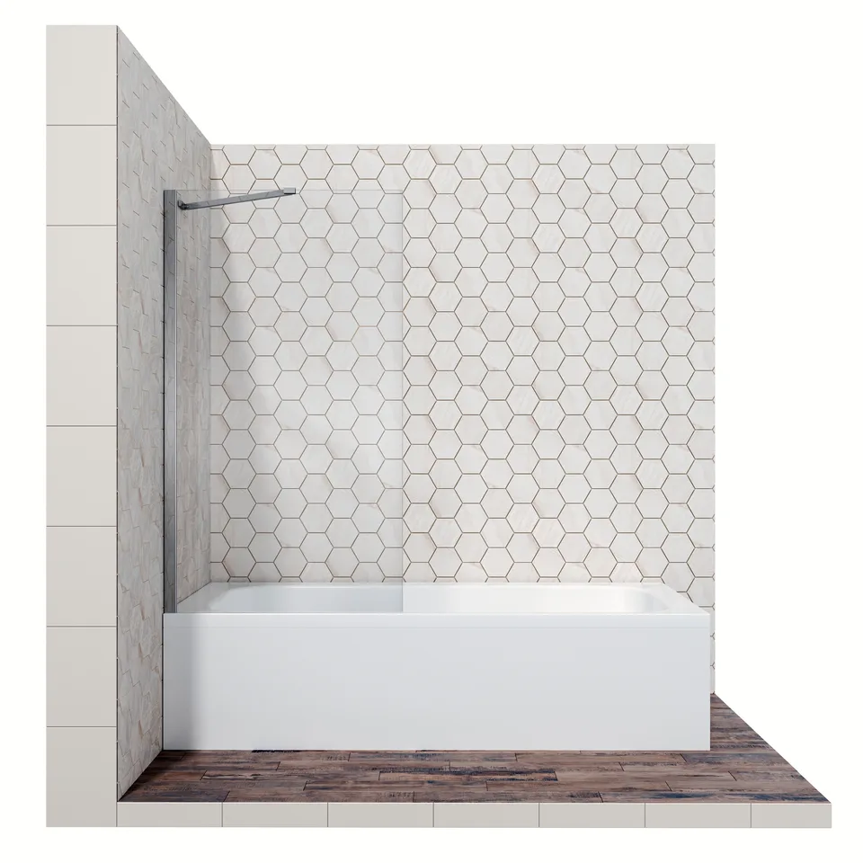 Шторка для ванны Ambassador Bath Screens 16041103 (80х140) хром,стекло прозрачное,неподвижное,1 место