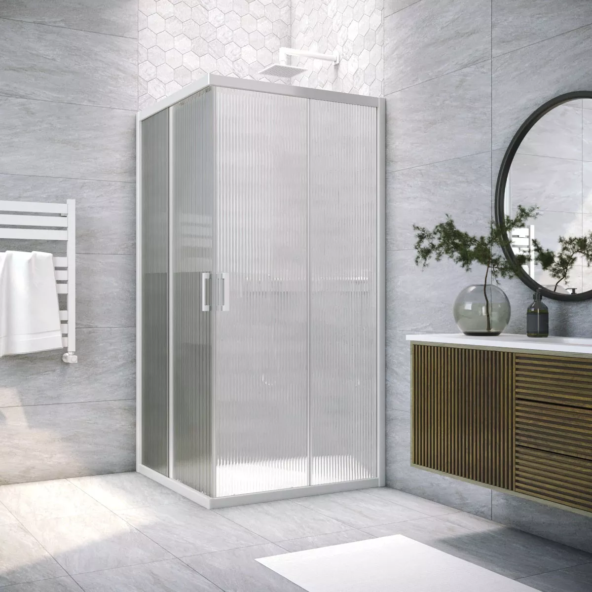 Душевой уголок ZA NOVO h2000 120 01 Moru, профиль белый, стекло Moru