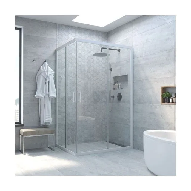 Душевой уголок ZA-F NOVO h2000 95*70 01 crystalvision, профиль белый, стекло crystalvision