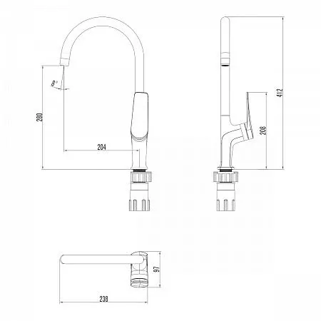 Смеситель Lemark Bronx LM3705BLR для кухни черный/золото