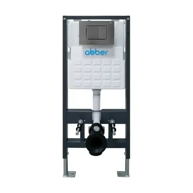Инсталляция для подвесного унитаза ABBER AC0105 клавиша смыва AC0120NG Вороненая сталь