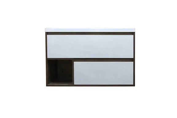 Тумба с раковиной Эстет Monaco Wood 100 2 ящика белая/дуб рустикальный ФР-00010677