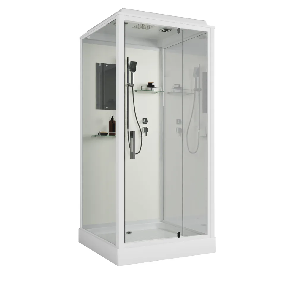 Душевая кабина Niagara Standart ST100/15Q (100х100х215) квадрат,поддон 15см,распашная,проф.белый,3 места