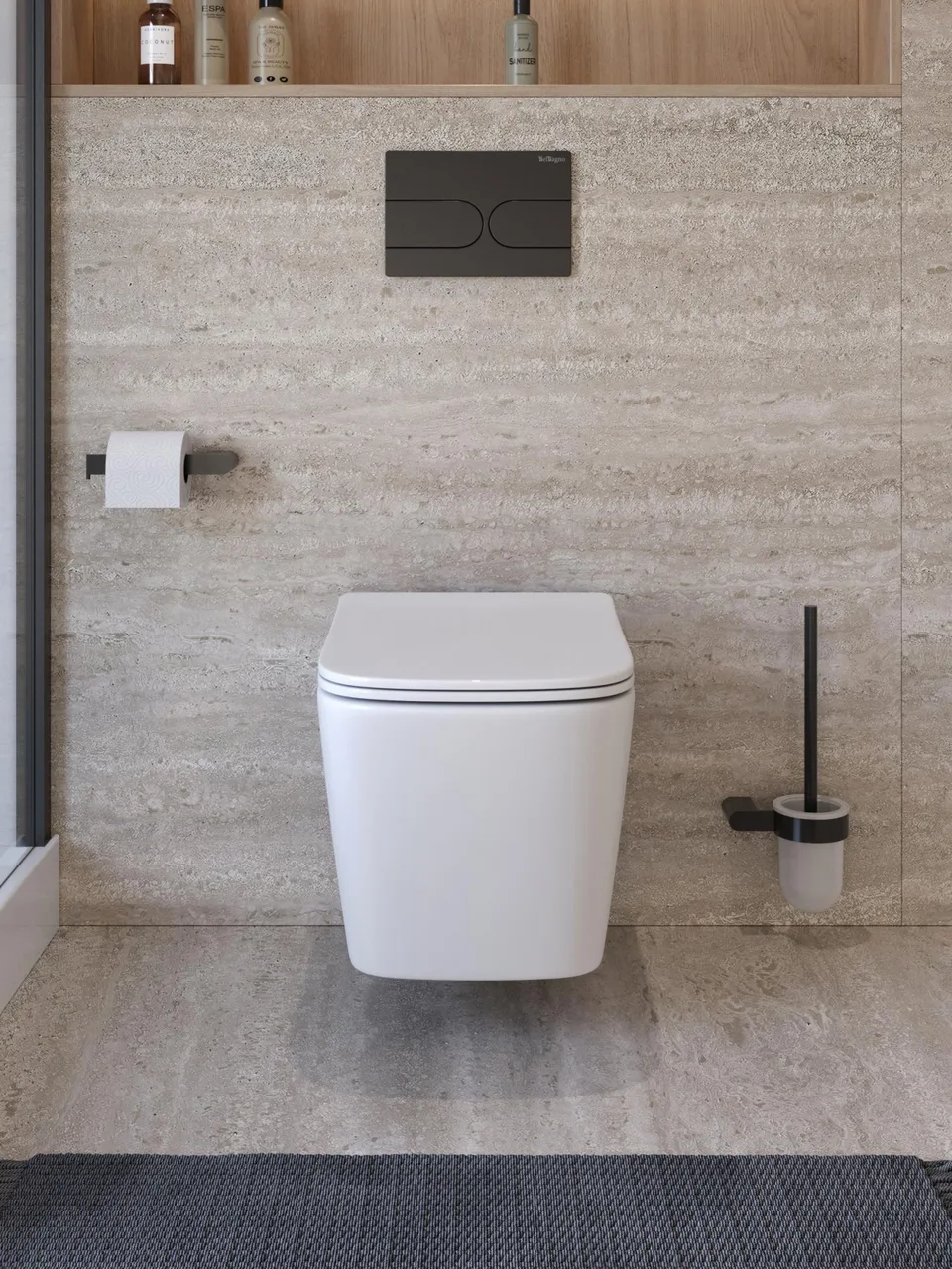 Унитаз подвесной безободковый с сиденьем и смывом TORNADO BelBagno KRAFT-TOR BB7106CH-TOR/SC