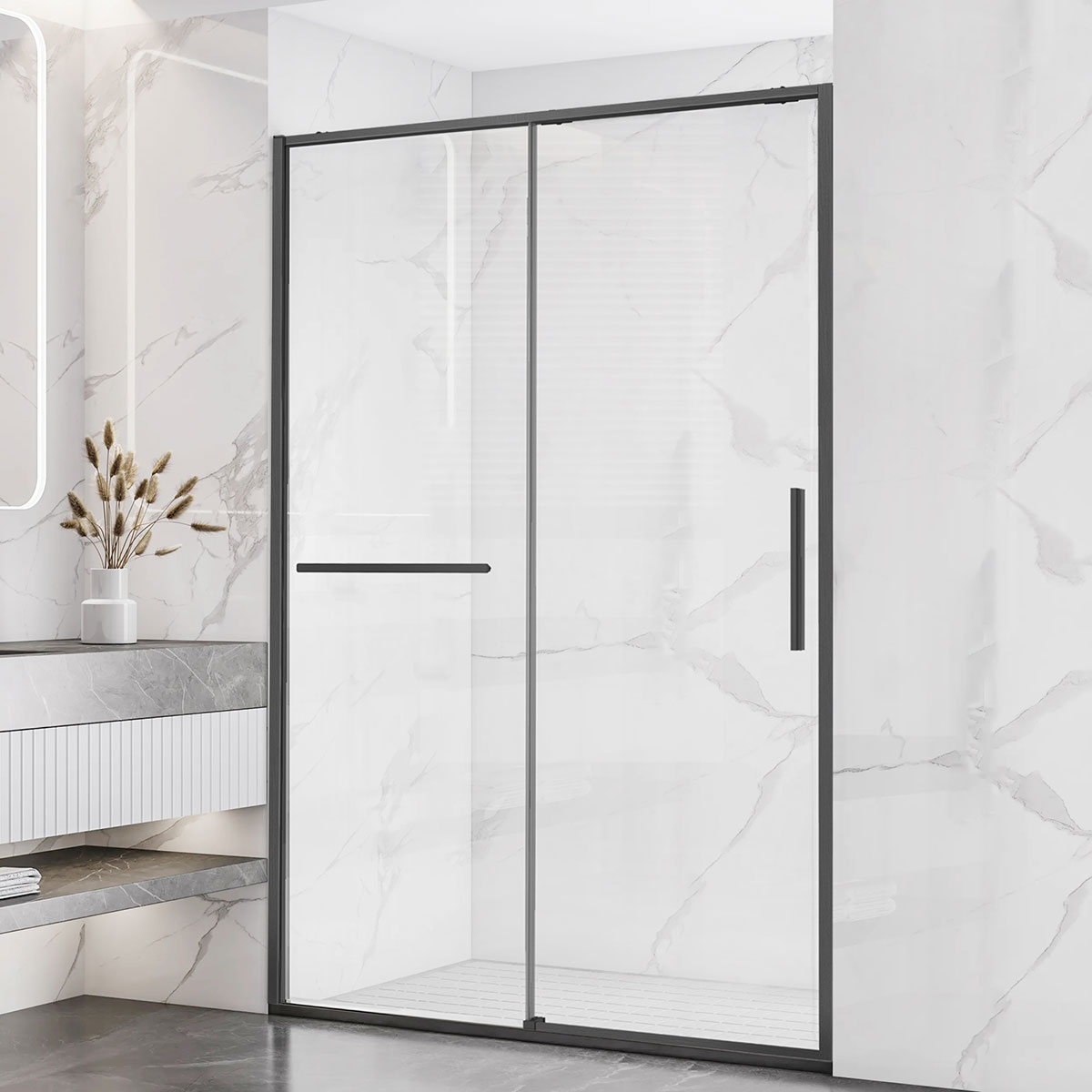 Душевая дверь Vincea Слим Софт (Slim Soft) VDS-1SS150CLGM 150х200 стекло прозрачное 6 мм профиль вороненая сталь
