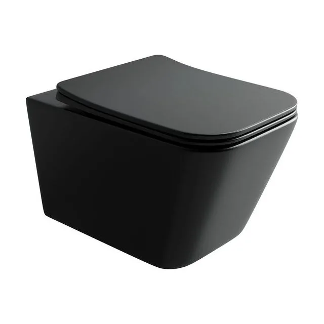 Унитаз подвесной Ceramica Nova Метрика (Metric) CN3007MB черный матовый с сиденьем микролифт смыв воронка-водоворот