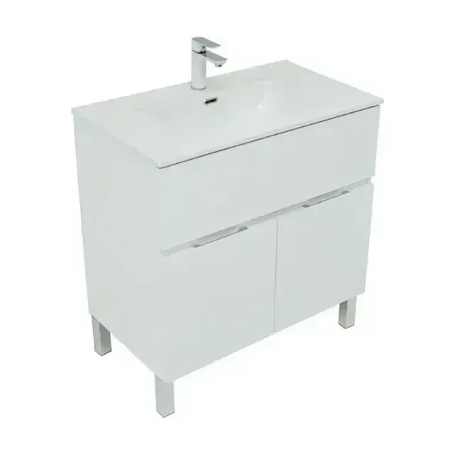 Тумба с раковиной Aquanet Алвита New 80 1 ящик, 2 дверцы, белый матовый