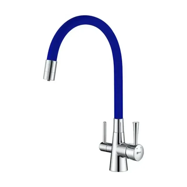 Смеситель Lemark Comfort LM3075C-Blue для кухни с функцией подключения фильтра и гибким изливом синий/хром