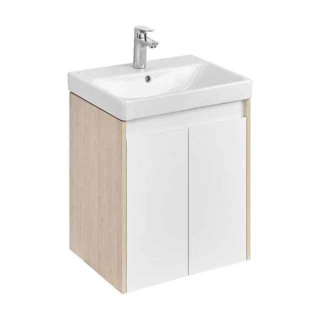 Тумба под раковину AQUATON Сканди Doors 55 белый глянец, дуб верона, 1A278801SDB20